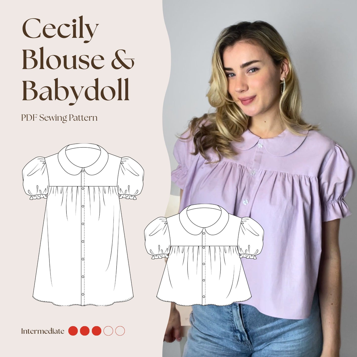 Cecily Blouse & Babydoll PDF Sewing Pattern